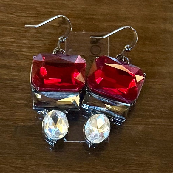 Ruby Red Crystal Drop Earrings | Art Deco-Inspired Luxury Statement - Picture 4 of 8